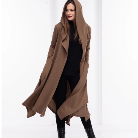 Winter Cloak with Hood, Long Hooded Cape, Wool Sweater Cape Coat, - Picture 1 of 5